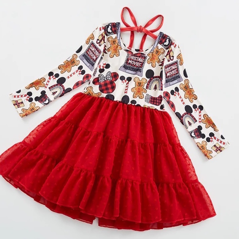 Mouse Christmas Red Toddler Girl Dress- 4T, 5T